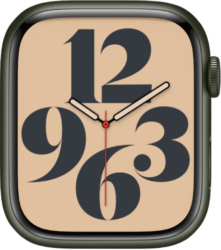 Muka jam Tipografi menunjukkan masa menggunakan angka Arab.