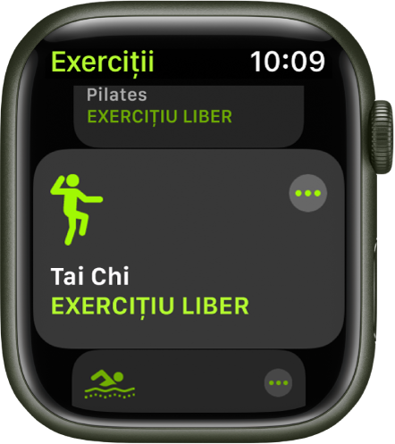 Ecranul Exerciții cu exercițiul Tai Chi evidențiat.
