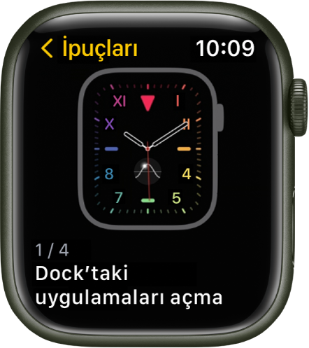 Bir Apple Watch ipucu gösteren İpuçları uygulaması.