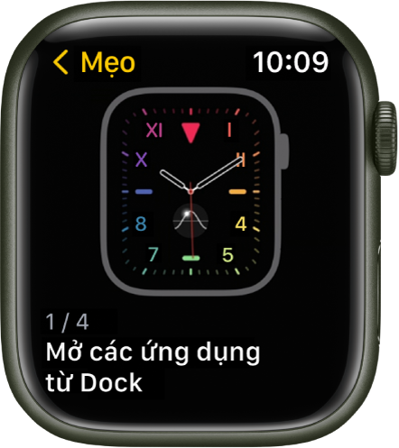 Ứng dụng Mẹo đang hiển thị một mẹo của Apple Watch.