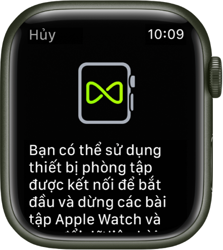 Một màn hình ghép đôi xuất hiện khi bạn ghép đôi Apple Watch của mình với thiết bị phòng tập.