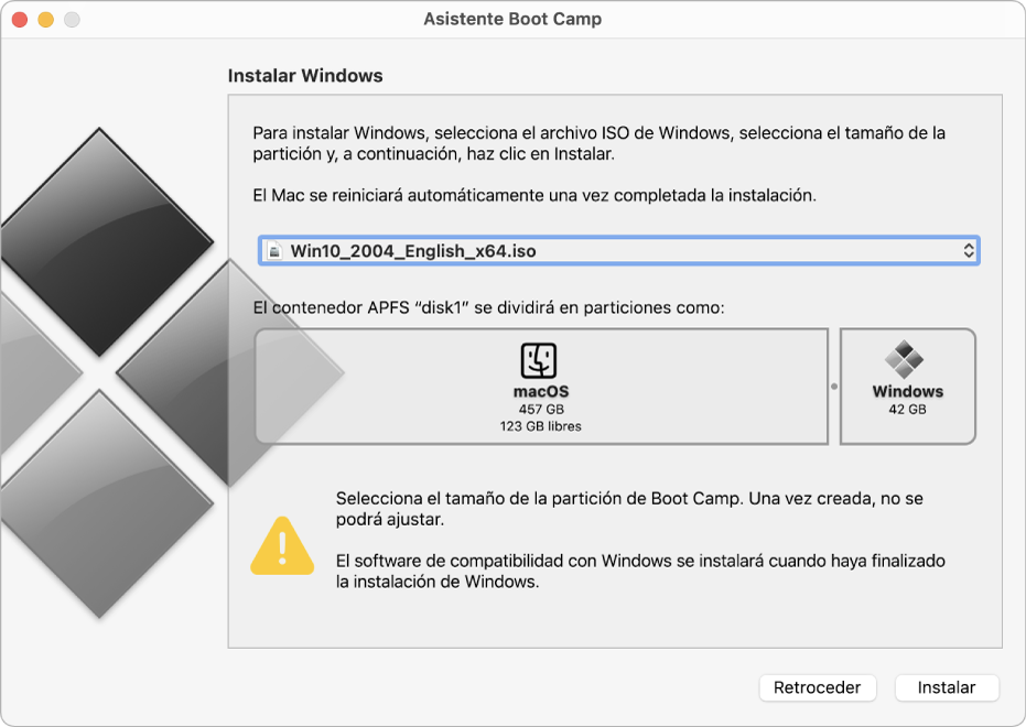 Manual de uso de Asistente Boot Camp para Mac - Soporte técnico de Apple