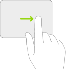 Илюстрация, показваща жеста на тракпад за отваряне на Slide Over (Приплъзване).