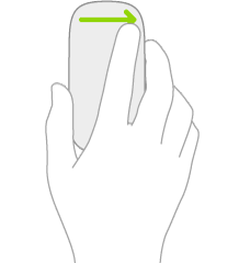 Илюстрация, показваща жеста на мишка за отваряне на панела Today (Днес).
