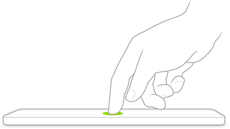 Илюстрация, показваща събуждане на iPad чрез докосване на екрана.