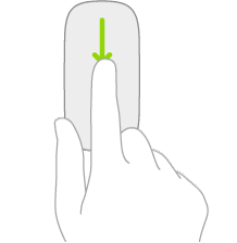 Илюстрация, показваща жеста на мишка за отваряне на търсене от Начален екран.
