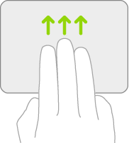 Илюстрация, показваща жестовете на тракпад за връщане към Начален екран.