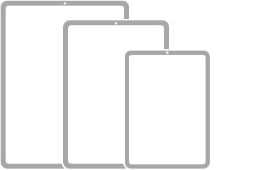 En illustration af tre iPad-modeller uden knappen Hjem.
