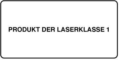 Ein Etikett mit der Bezeichnung „Produkt der Laserklasse 1“