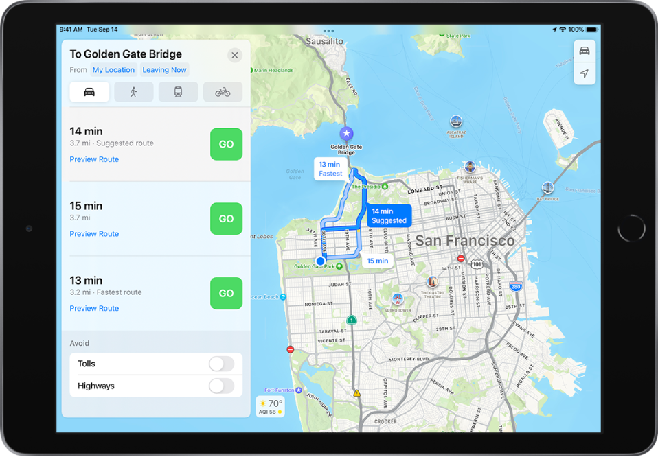 Quickest Route From My Location Get Driving Directions In Maps On Ipad - Apple Support