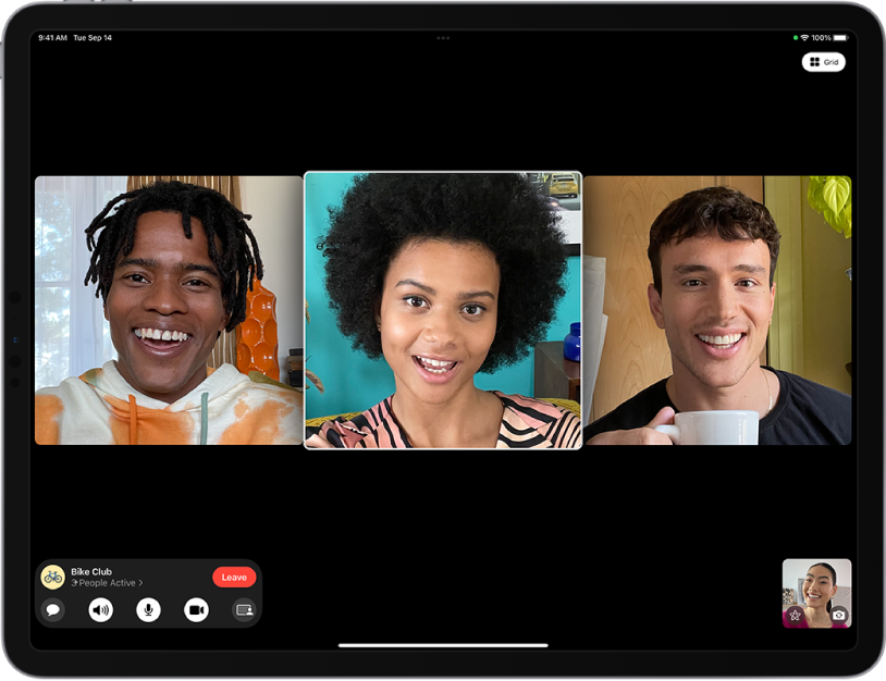 A Group FaceTime call in the FaceTime app.