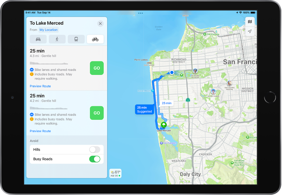 Map Out My Bike Ride Get Cycling Directions In Maps On Ipad - Apple Support (My)