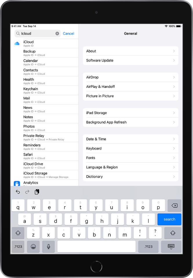 Find settings on iPad - Apple Support