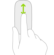 Illustration symbolisant les gestes à effectuer sur une souris pour faire défiler vers le haut et le bas.