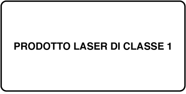 Un'etichetta che riporta la scritta “Prodotto laser Classe 1”.