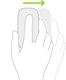 Un'illustrazione che rappresenta come utilizzare il mouse per visualizzare Slide Over.