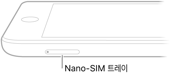 Nano-SIM 트레이에 대한 설명이 있는 iPad의 측면 모습