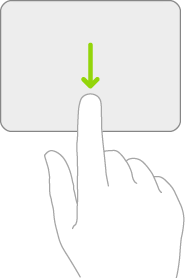 Ilustrasi yang melambangkan gerak isyarat pada trackpad untuk membuka Dock.