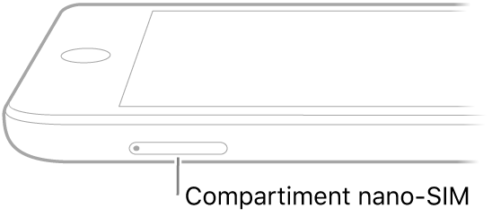 Vedere laterală a iPad-ului, cu explicație pentru compartimentul nano-SIM.