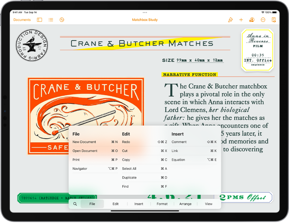 Dokument s seznamom bližnjic na tipkovnici na spodnji polovici zaslona.