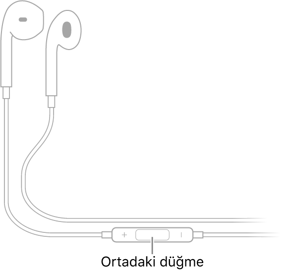 Apple EarPods; ortadaki düğme sağ kulaklık kablosunda bulunuyor