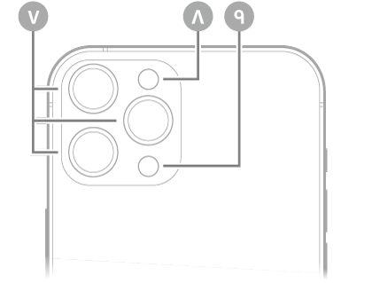 عرض للجزء الخلفي من iPhone 12 Pro Max. توجد الكاميرات الخلفية والفلاش وماسح LiDAR في أعلى اليسار.