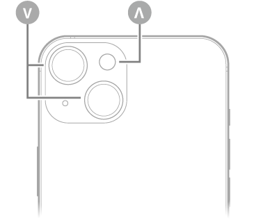 عرض للجزء الخلفي من iPhone 13. توجد الكاميرات الخلفية والفلاش في أعلى اليسار.