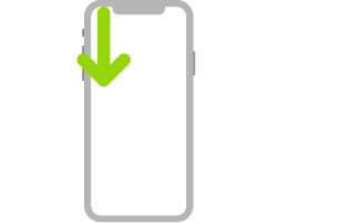 رسم توضيحي للـ iPhone مع سهم الذي يشير إلى التحريك لأسفل من الركن العلوي الأيسر.