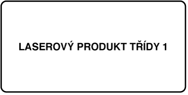 Štítek s textem „Laserový produkt třídy 1“.