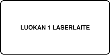 Merkintä, jossa lukee ”Luokan 1 lasertuote”.