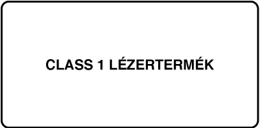 Egy címke a következő szöveggel: „Class 1 laser product”.