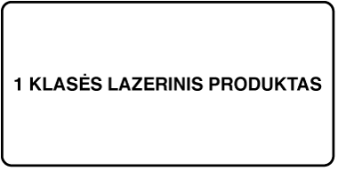 Žyma, ant kurios parašyta „Class 1 laser product“.