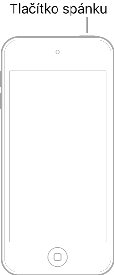 Obrázek iPodu touch ležícího displejem vzhůru. Nahoře je vidět tlačítko spánku.