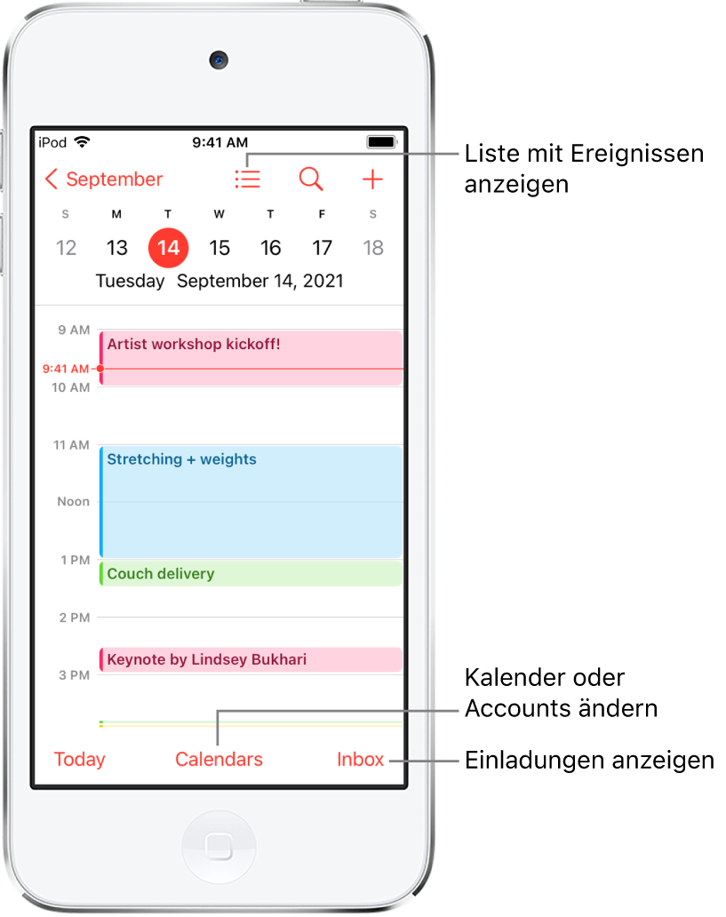 Erstellen und Bearbeiten von Ereignissen in der App „Kalender“ auf dem iPod touch - Apple 