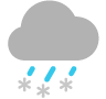 Ein Symbol, das starken Schneefall und Graupel darstellt.
