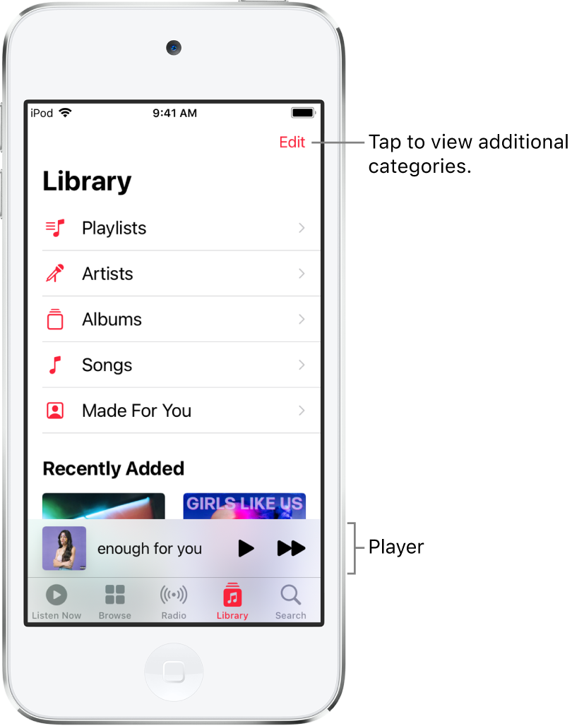 View albums, playlists, and more in Music on iPod touch - Apple Support (LB)