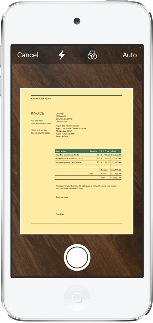 Scan documents in Notes using the camera on iPod touch - Apple Support (CA)