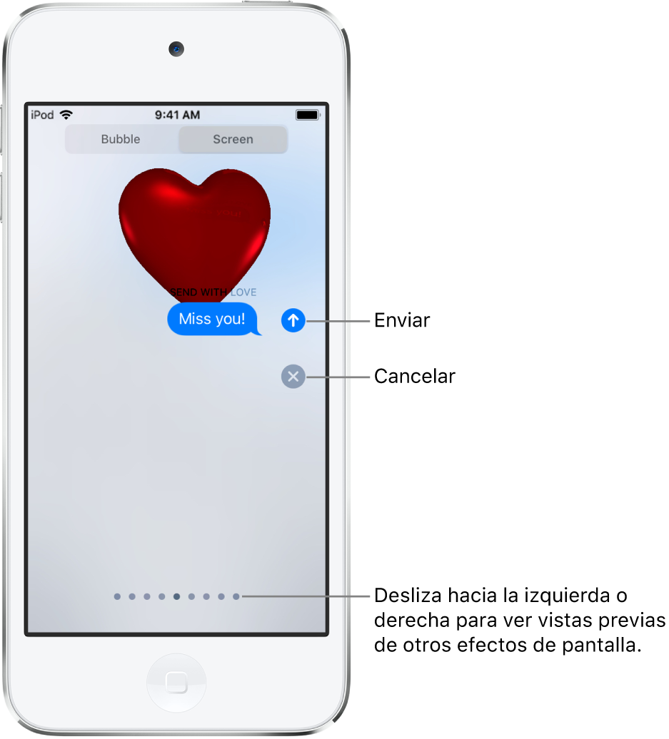 Enviar efectos animados en Mensajes en el iPod touch - Soporte técnico de  Apple