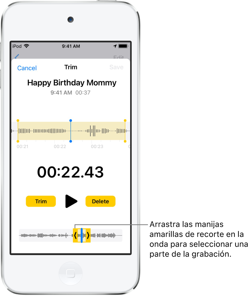 Hacer una grabación en Notas de Voz en el iPhone - Soporte técnico