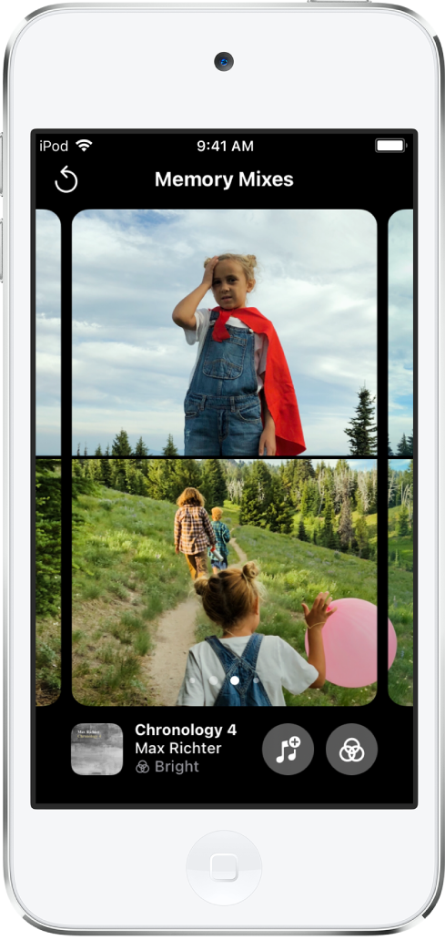 La pantalla de mixes de recuerdos en la app Fotos.