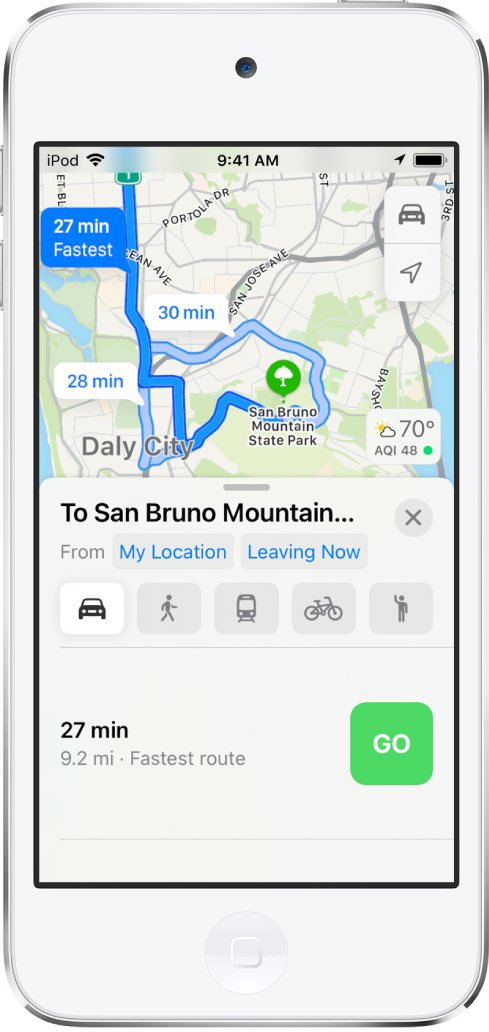 Obtener una ruta en transporte público en Mapas en el iPhone - Soporte  técnico de Apple (US)