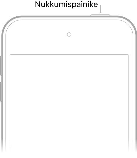 iPod touchin etupuoli ja nukkumispainike oikeassa yläreunassa.