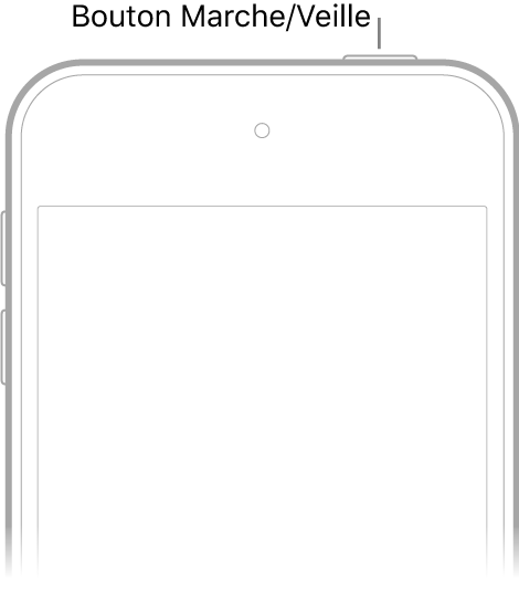 La face avant de l’iPod touch avec le bouton Marche/Veille.