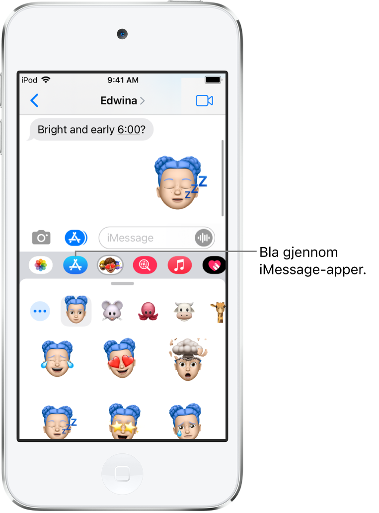 Bruk iMessage-apper i Meldinger på iPod touch - Apple-kundestøtte (NO)