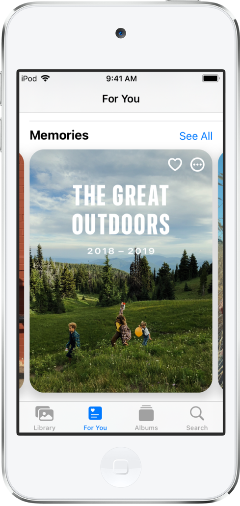 Uma memória na tela Para Você do app Fotos.