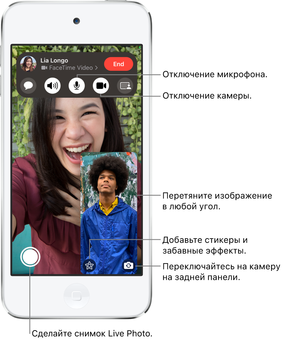 Как совершать и принимать вызовы FaceTime на iPod touch - Служба поддержки  Apple (RU)