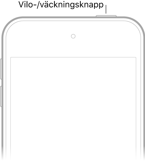 Framsidan av iPod touch med vilo-/väckningsknappen.