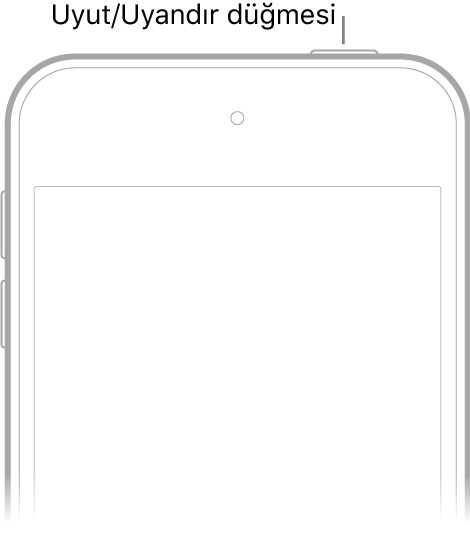 Uyut/Uyandır düğmesi olan iPod touch’ın önü.