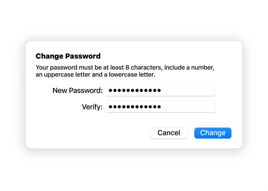 The Change Password window.