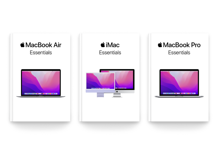 The Books app showing several Mac Essentials guides.